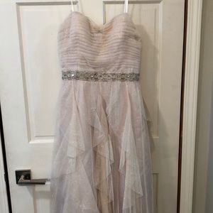 Cream and Gold Glitter Prom Dress